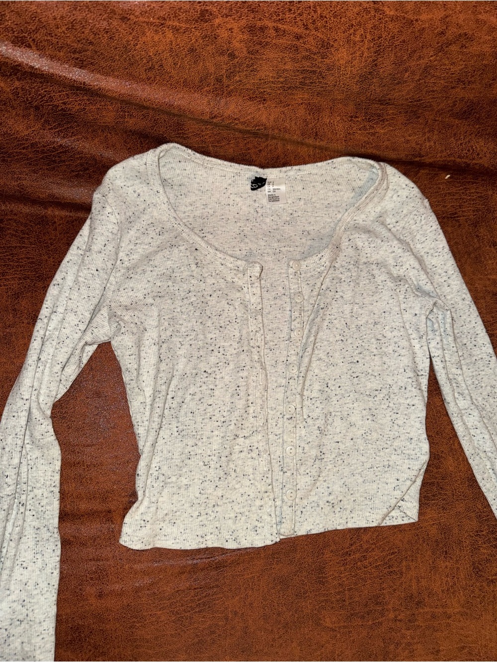 Light Gray Speckled Button-Front Women's Top